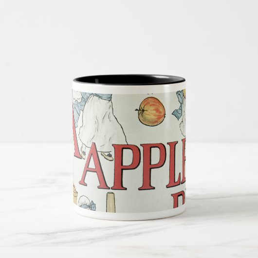 Illustration "A" 'vom Apfelkuchen Alphabet Zweifarbige Tasse (Mittel)