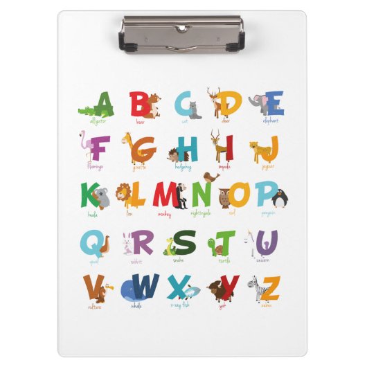 Illustration Alphabet Animal Letters Klemmbrett (Vorderseite)