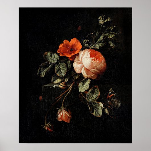 Illustration alter Blumen Poster (Vorne)