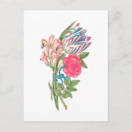 Illustration alter Blumen Postkarte