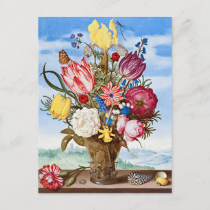 Illustration alter Blumen Postkarte