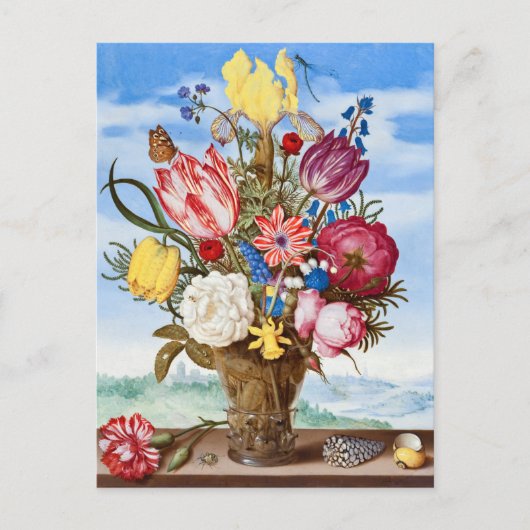 Illustration alter Blumen Postkarte (Vorderseite)