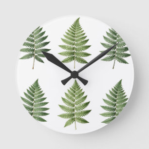 Illustration alter botanischer Farnblätter Runde Wanduhr