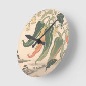 Illustration alter Chili-Pfeffer Runde Wanduhr (Winkel)
