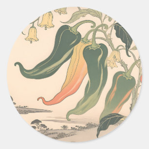 Illustration alter Chili-Pfeffer Runder Aufkleber