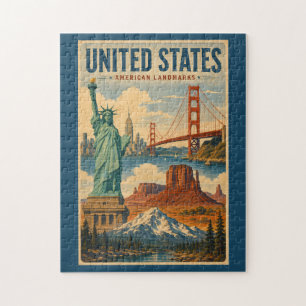 Illustration amerikanischer Landmarken in den Vere Puzzle