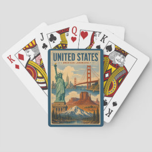 Illustration amerikanischer Landmarken in den Vere Spielkarten
