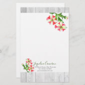 Illustration Aquarellfarbe Rosa und Weißes Petunia Briefpapier (Vorne/Hinten)