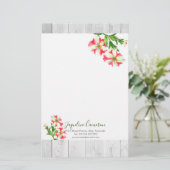 Illustration Aquarellfarbe Rosa und Weißes Petunia Briefpapier (Stehend Vorderseite)