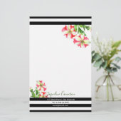Illustration Aquarellfarbe Rosa und Weißes Petunia Briefpapier (Stehend Vorderseite)