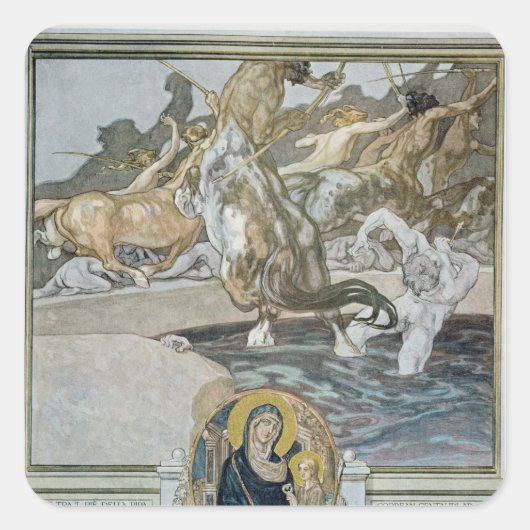 Illustration aus Dantes 'Göttlicher Komödie' Quadratischer Aufkleber (Vorderseite)