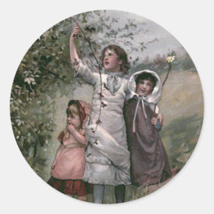 Illustration aus dem Buch 'Golden Days Vintage' Runder Aufkleber