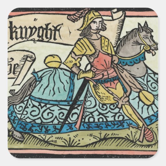 Illustration aus "The Canterbury Tales" Quadratischer Aufkleber (Vorderseite)