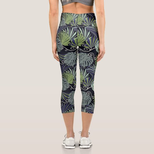 Illustration beliebter überdachter Pflanze Capri Leggings (Rückseite)
