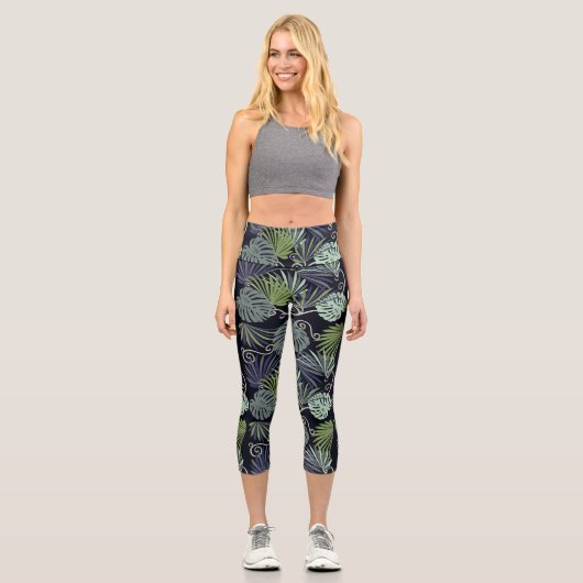 Illustration beliebter überdachter Pflanze Capri Leggings (Vorderseite)