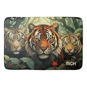 Illustration benutzerdefinierter Monogramm-Tiger Badematte