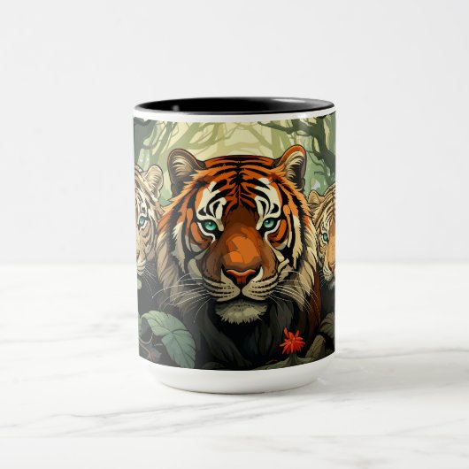 Illustration benutzerdefinierter Monogramm-Tiger Tasse (Zentrum)