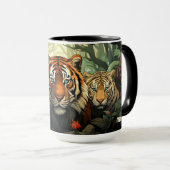 Illustration benutzerdefinierter Monogramm-Tiger Tasse (VorderseiteRechts)