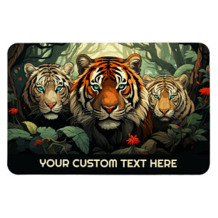 Illustration benutzerdefinierter Text-Tiger Magnet