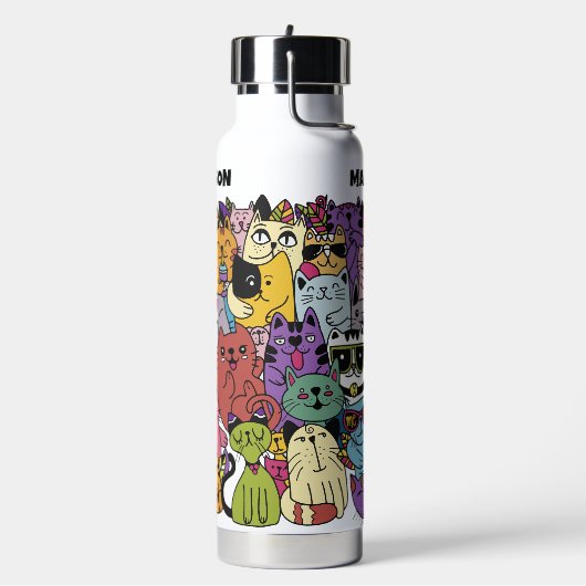 Illustration benutzerdefinierter Text- und Farbfun Trinkflasche (Links)