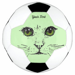 Illustration Black Cat Face Greenish Yellow Eyes Fußball