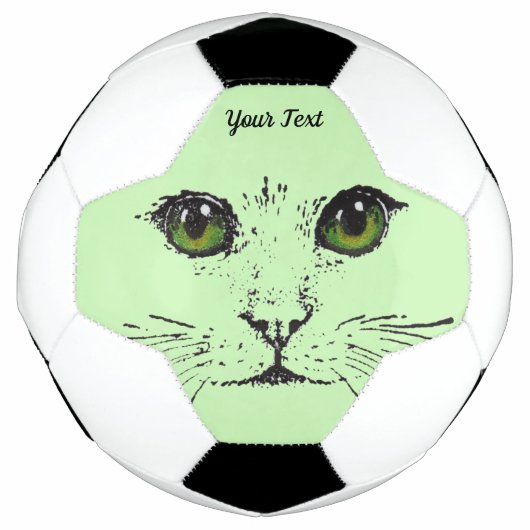 Illustration Black Cat Face Greenish Yellow Eyes Fußball (Vorderseite)
