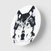 Illustration Black Wolf Runde Wanduhr (Winkel)