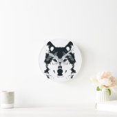 Illustration Black Wolf Runde Wanduhr (Zuhause)