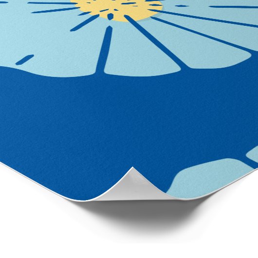 Illustration blauer japanischer Muster Poster (Ecke)