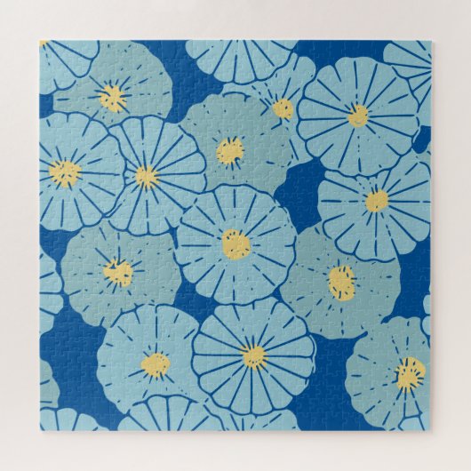 Illustration blauer japanischer Muster Puzzle (Horizontal)