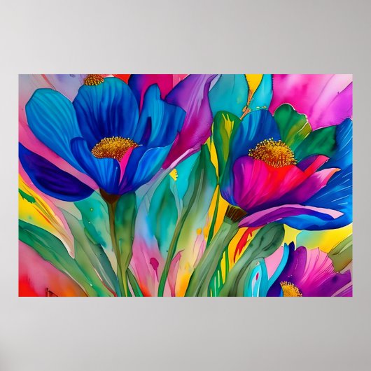 Illustration blühender blühender Blume Poster (Vorne)