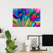 Illustration blühender blühender Blume Poster (Heimbüro)