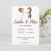 Illustration Bride Groom Dancing Waltz Wedding Einladung (Stehend Vorderseite)