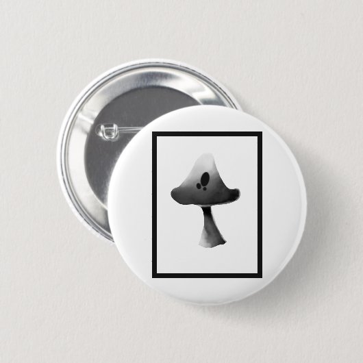 Illustration Cartoon für Schwarz-Weiß-Pilze Button (Vorne & Hinten)