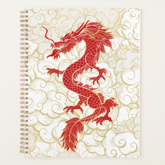 Illustration chinesischer Drachen in Rot und Gold Planer (Vorderseite)