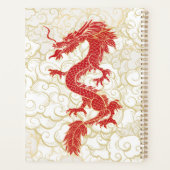 Illustration chinesischer Drachen in Rot und Gold Planer (Rückseite)