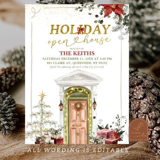 Illustration Christmas Holiday Open House Einladung