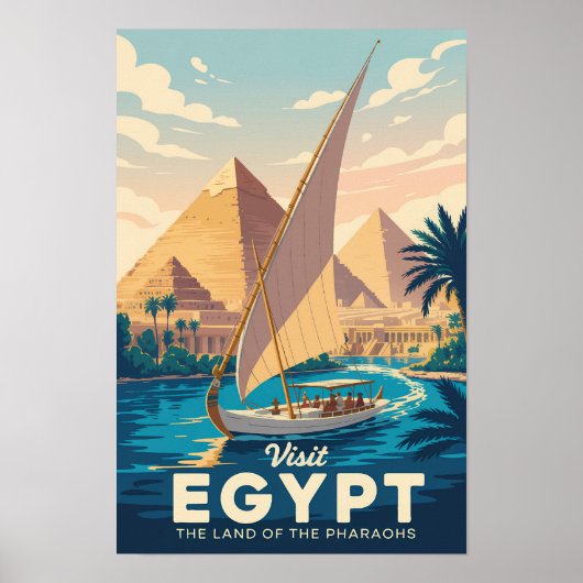 Illustration der ägyptischen Pyramide Reise Kunst Poster (Vorne)