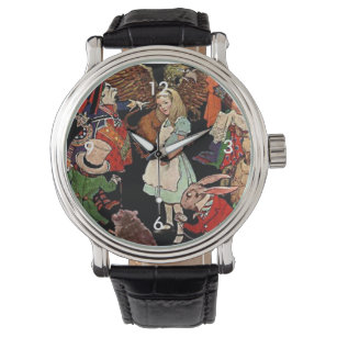 Illustration der Alice im Wunderland mit Freunden Armbanduhr