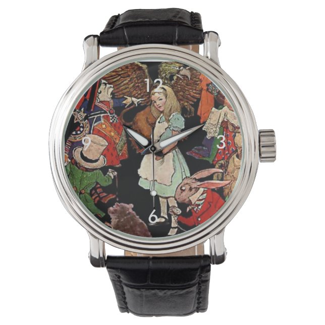 Illustration der Alice im Wunderland mit Freunden Armbanduhr (Vorderseite)