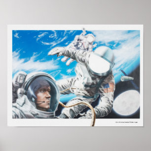 Illustration der amerikanischen Astronauten im Poster