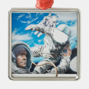 Illustration der amerikanischen Astronauten im Silbernes Ornament