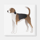 Illustration der amerikanischen Foxhound Basic Hun Magnet (Vorne)