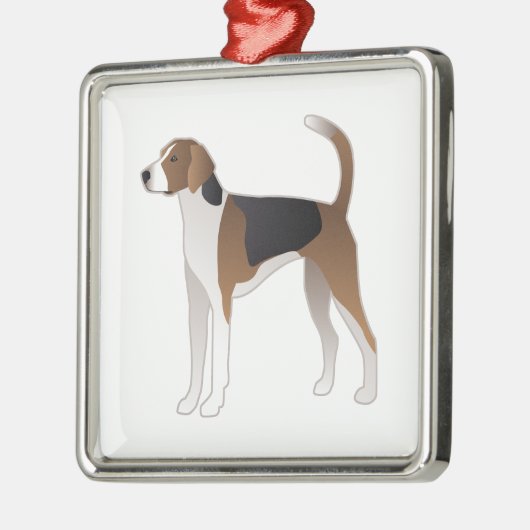 Illustration der amerikanischen Foxhound Basic Hun Silbernes Ornament (Links)