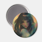 Illustration der Anime Style Girl in Rainbow Light Magnet (Vorderseite/Rückseite)