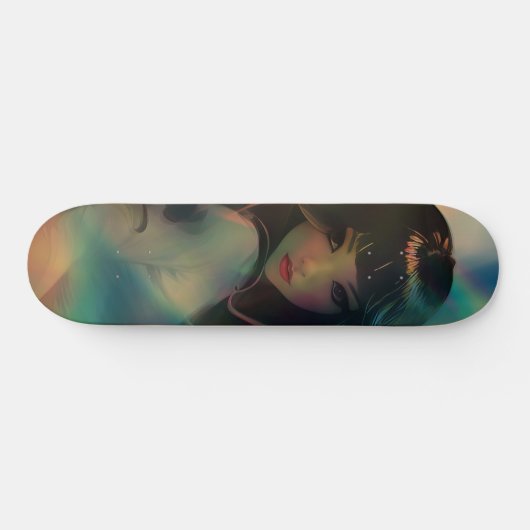 Illustration der Anime Style Girl in Rainbow Light Skateboard (Horizontal)