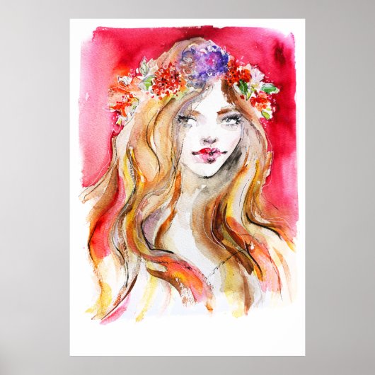 Illustration der Aquarellfarben im Whimsical Autum Poster (Vorne)