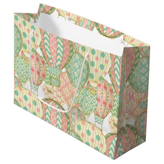 Illustration der blauen Luftballons Pink und Aqua Große Geschenktüte (Vorderseite Schrägansicht)