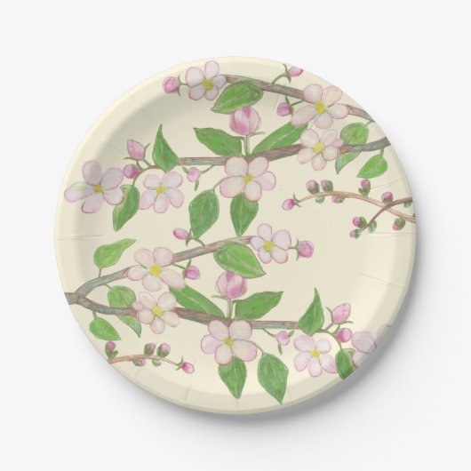 Illustration der blühenden Apfelbaum Pappteller (Vorderseite)