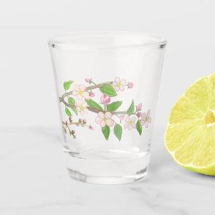 Illustration der blühenden Apfelbaum Schnapsglas